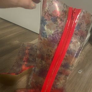 Clear boots with flower never worn